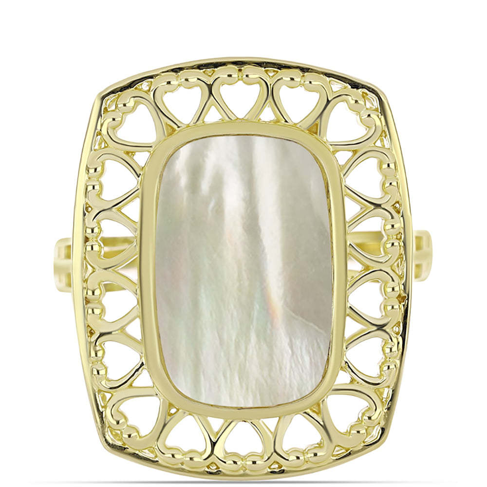 Pozlátený Strieborný Prsteň s Lastúrou