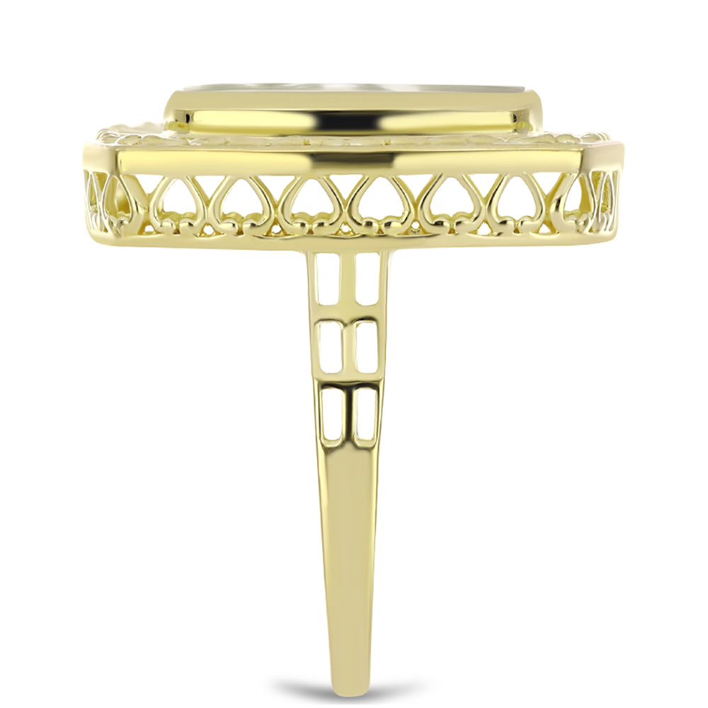 Pozlátený Strieborný Prsteň s Lastúrou