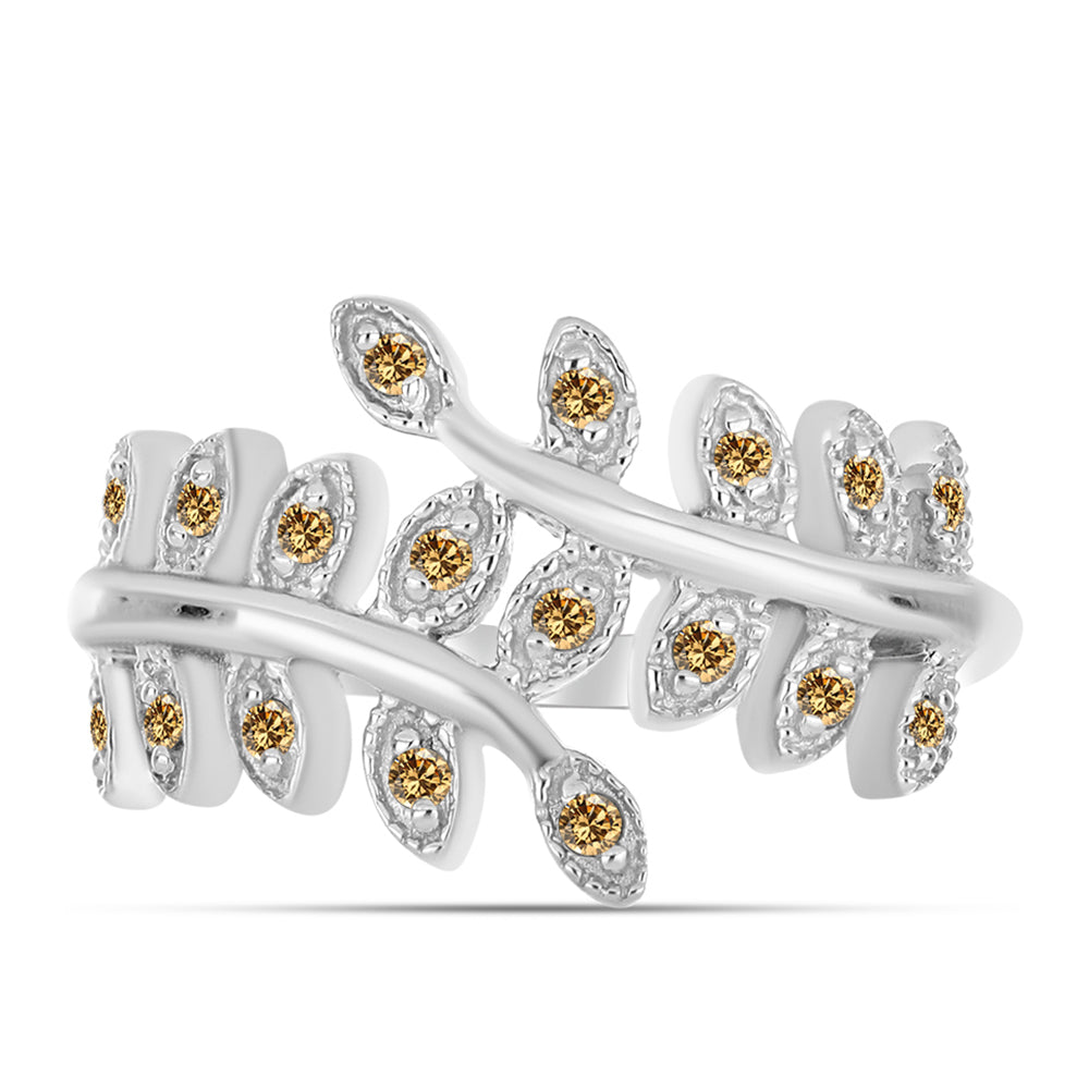 Strieborný Prsteň s so Šampanským Moissanitom