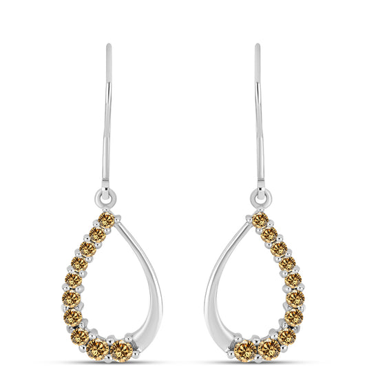 Strieborné Náušnice s so Šampanským Moissanitom