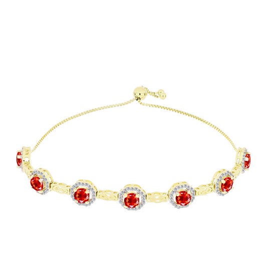 Pozlátený Strieborný Náramok s Etiópskym Červeným Opálom z Lega Dembi a Bielym Topásom