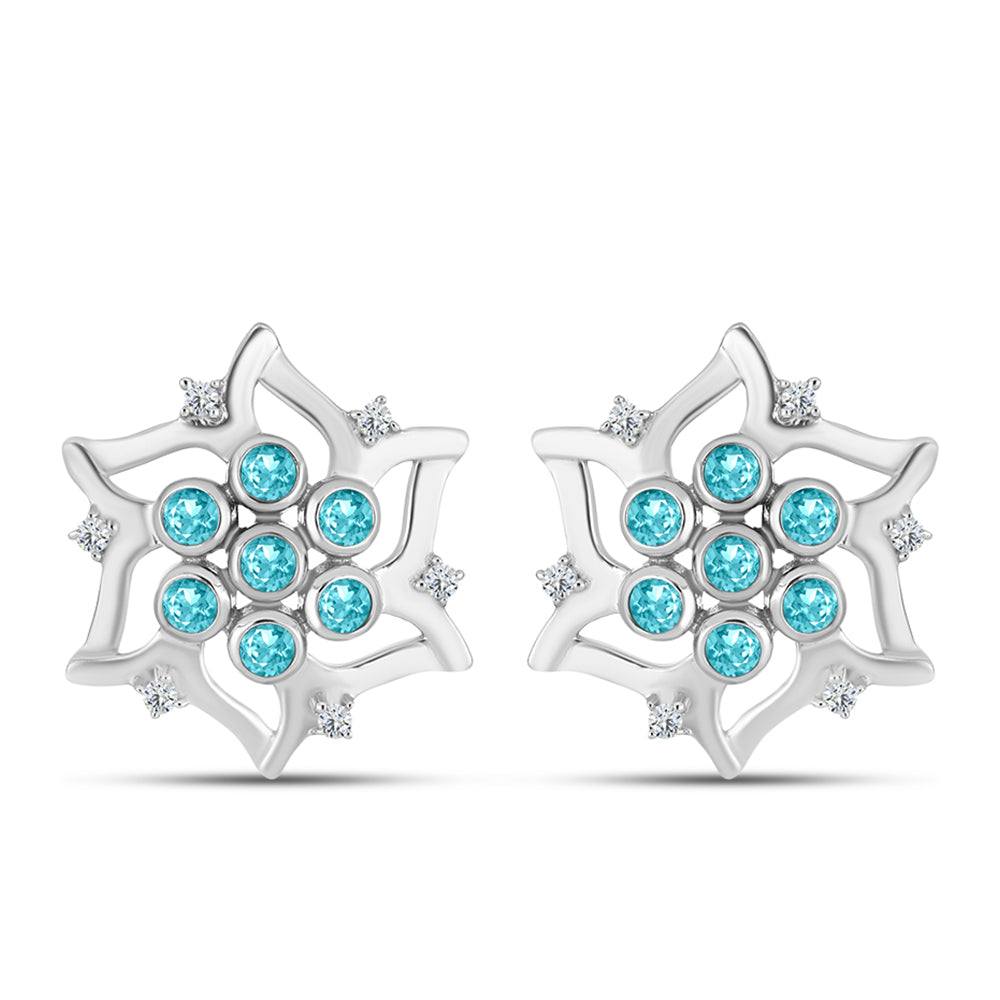 Strieborné Náušnice s Paraiba Kremeňom a Bielym Topásom 1 