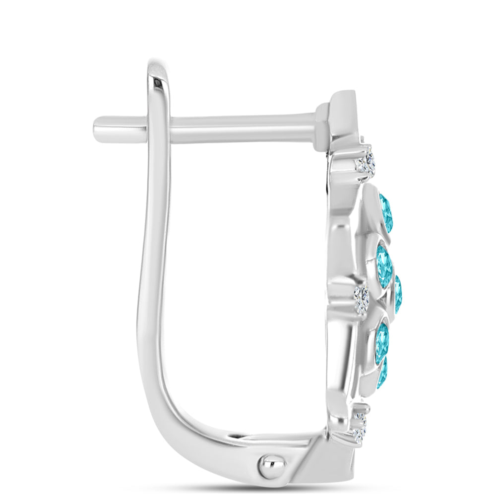 Strieborné Náušnice s Paraiba Kremeňom a Bielym Topásom