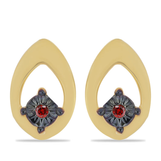 Pozlátené Strieborné Náušnice s Červeným Diamantom