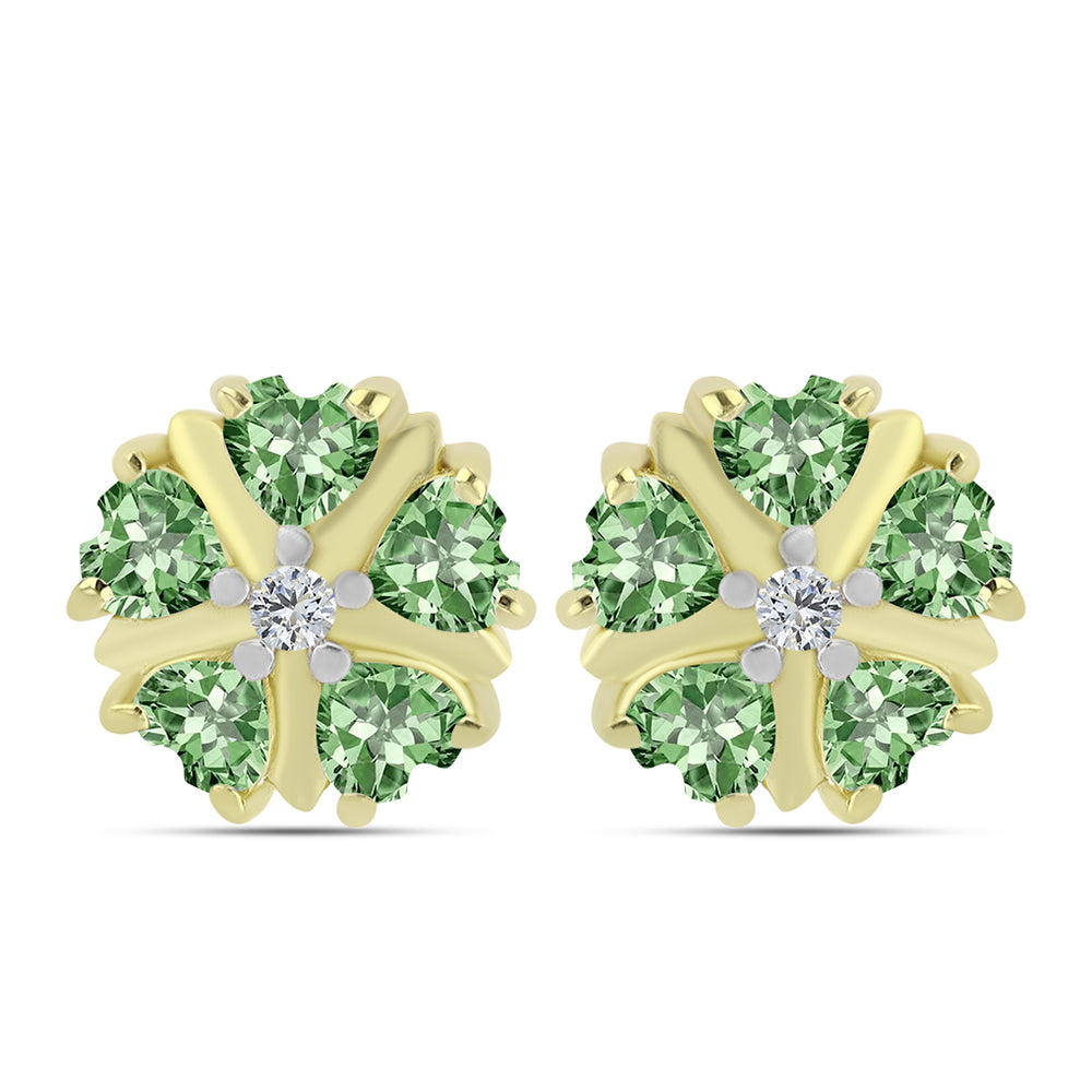 Pozlátené Strieborné Náušnice s so Zeleným Ametystom a Bielym Topásom 1 