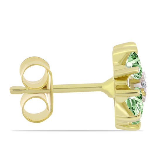 Pozlátené Strieborné Náušnice s so Zeleným Ametystom a Bielym Topásom