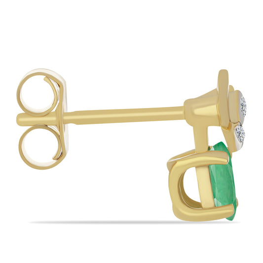 Pozlátené Strieborné Náušnice s Brazílskym Smaragdom a Bielym Zirkónom