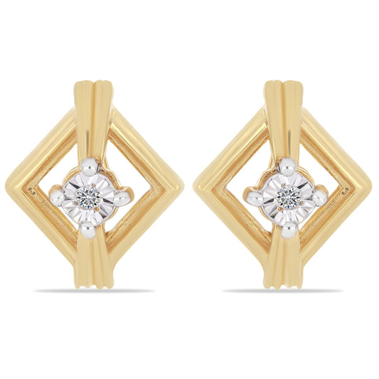 Pozlátené Strieborné Náušnice s Bielym Diamantom