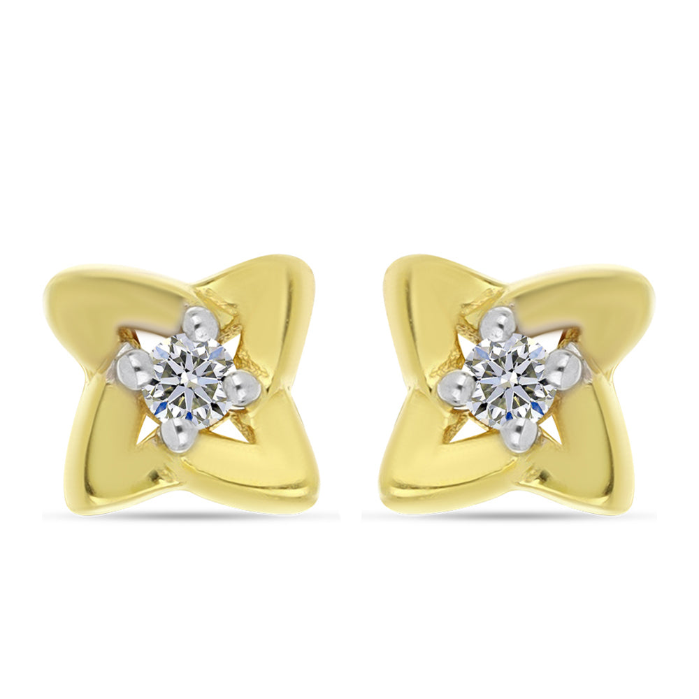 Pozlátené Strieborné Náušnice s Bielym Diamantom 1 