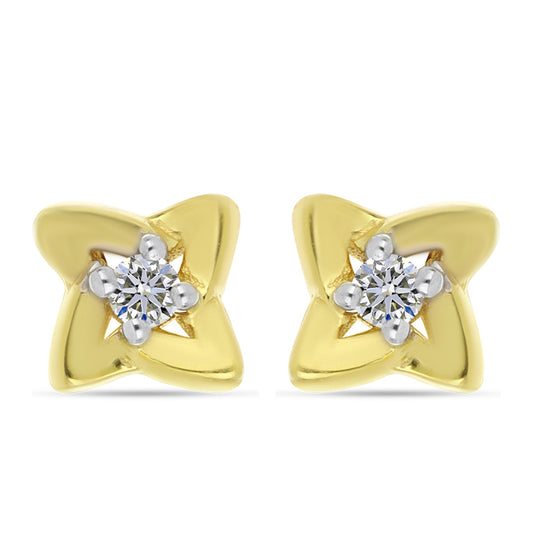 Pozlátené Strieborné Náušnice s Bielym Diamantom