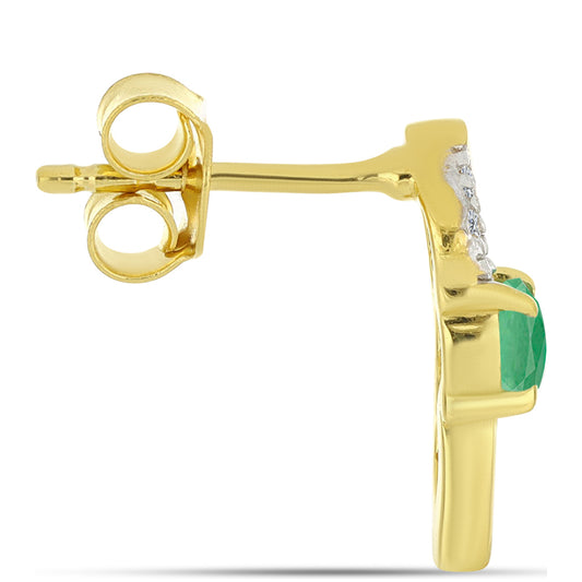 Pozlátené Strieborné Náušnice s Brazílskym Smaragdom a Prírodným Bielým Zirkonom