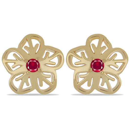 Pozlátené Strieborné Náušnice s Rubellitom z Cruzeira