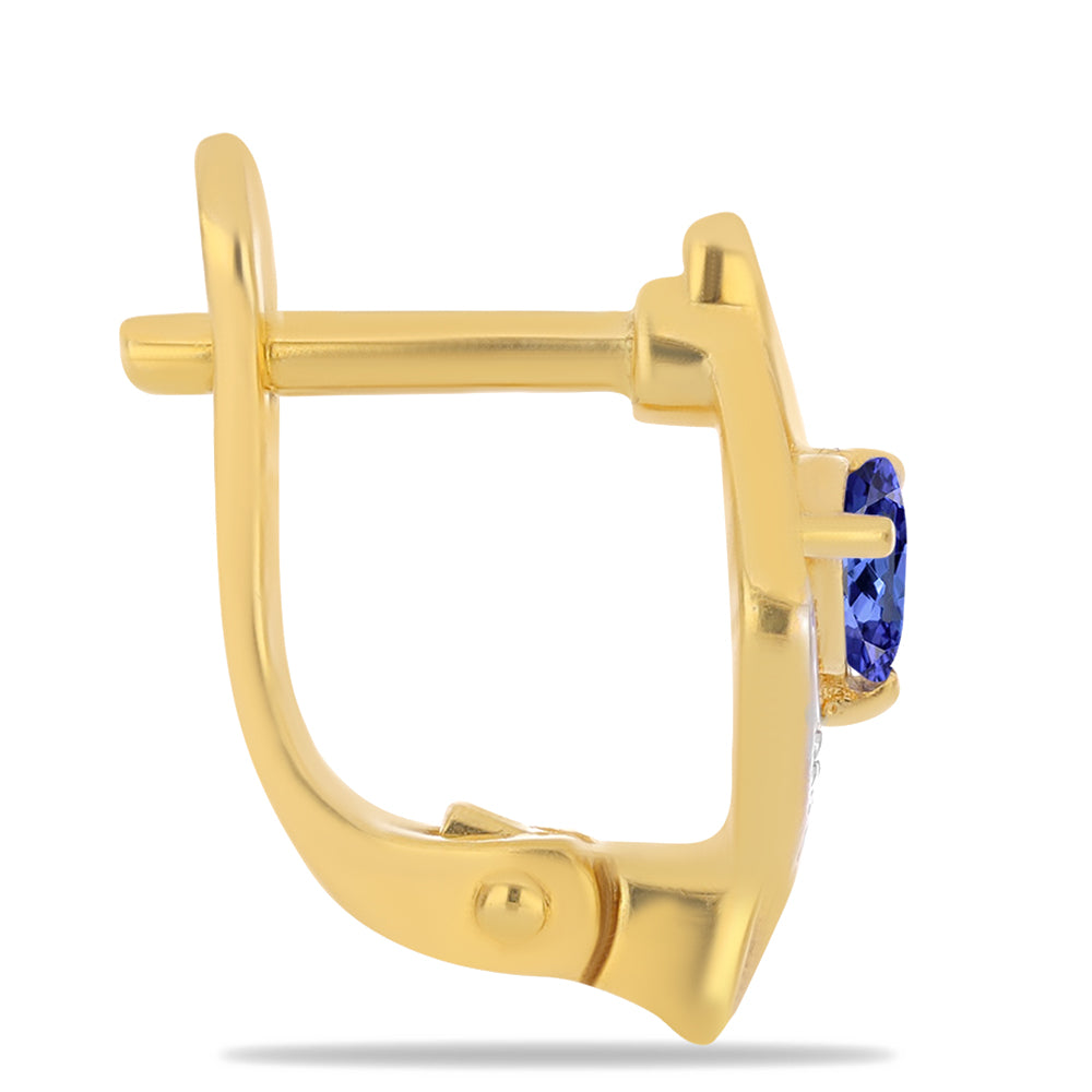 Pozlátené Strieborné Náušnice s Tanzanitom a Bielym Zirkónom 2 