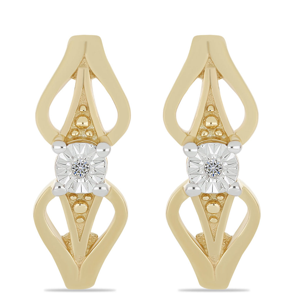 Pozlátené Strieborné Náušnice s Bielym Diamantom 1 