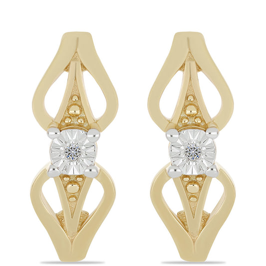 Pozlátené Strieborné Náušnice s Bielym Diamantom