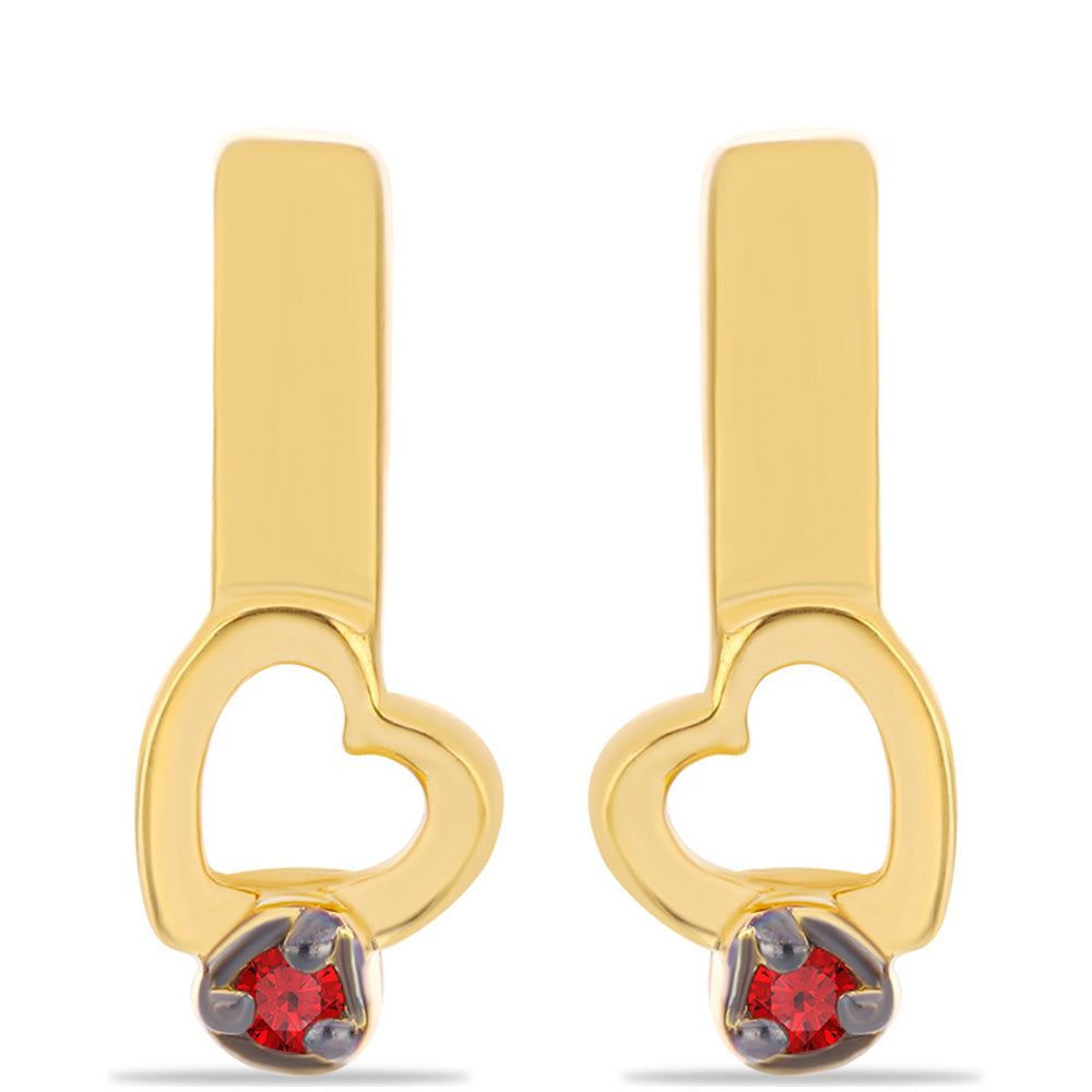 Pozlátené Strieborné Náušnice s Červeným Diamantom 1 