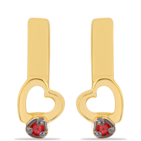 Pozlátené Strieborné Náušnice s Červeným Diamantom