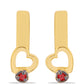 Pozlátené Strieborné Náušnice s Červeným Diamantom