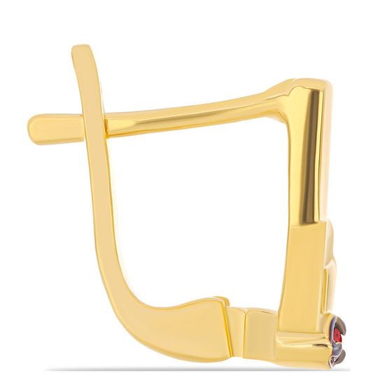 Pozlátené Strieborné Náušnice s Červeným Diamantom