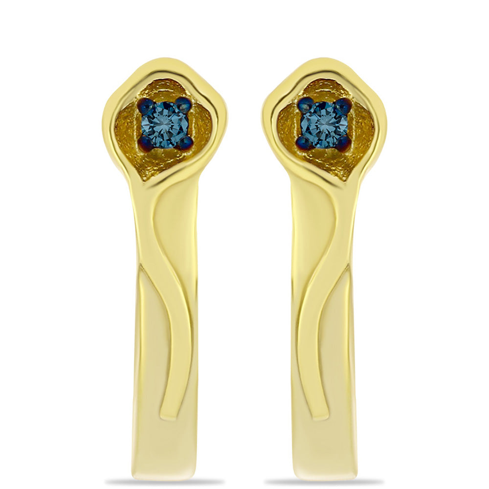Pozlátené Strieborné Náušnice s Modrým Diamantom 1 