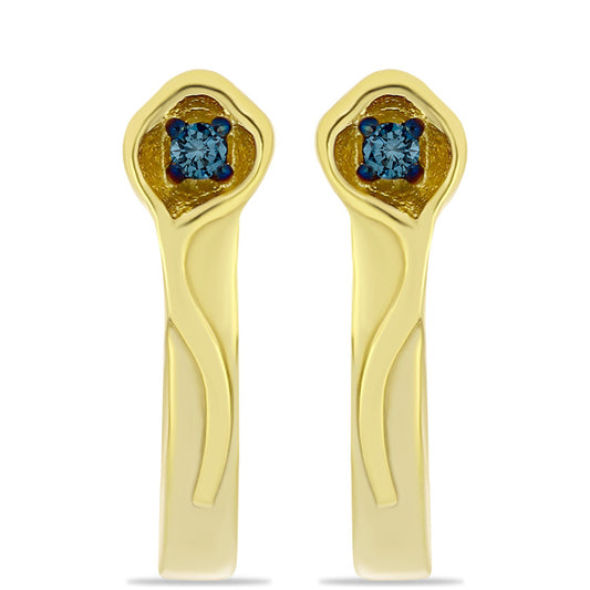 Pozlátené Strieborné Náušnice s Modrým Diamantom