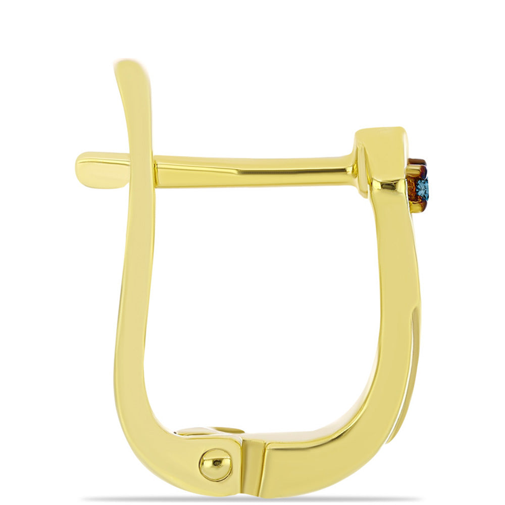 Pozlátené Strieborné Náušnice s Modrým Diamantom 2 