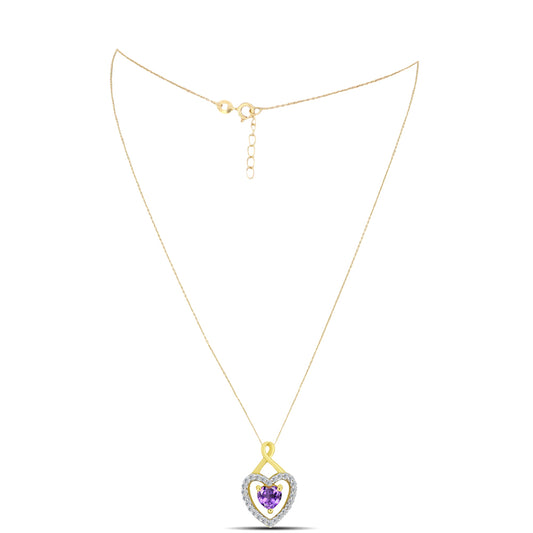 Pozlátený Strieborný Náhrdelník s Marockým Ametystom a Bielym Zirkónom