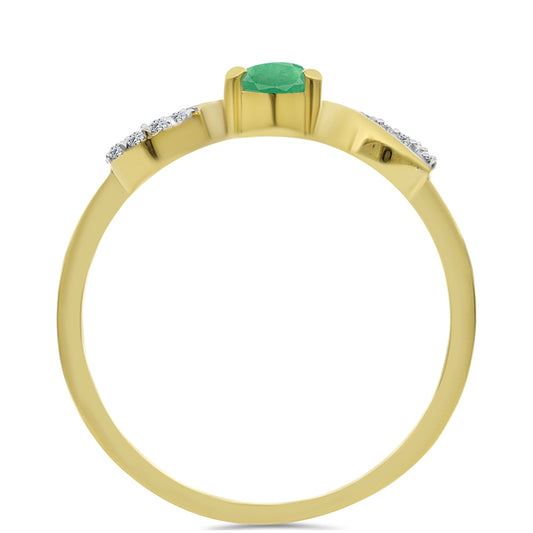 Pozlátený Strieborný Prsteň s Brazílskym Smaragdom a Bielym Zirkónom