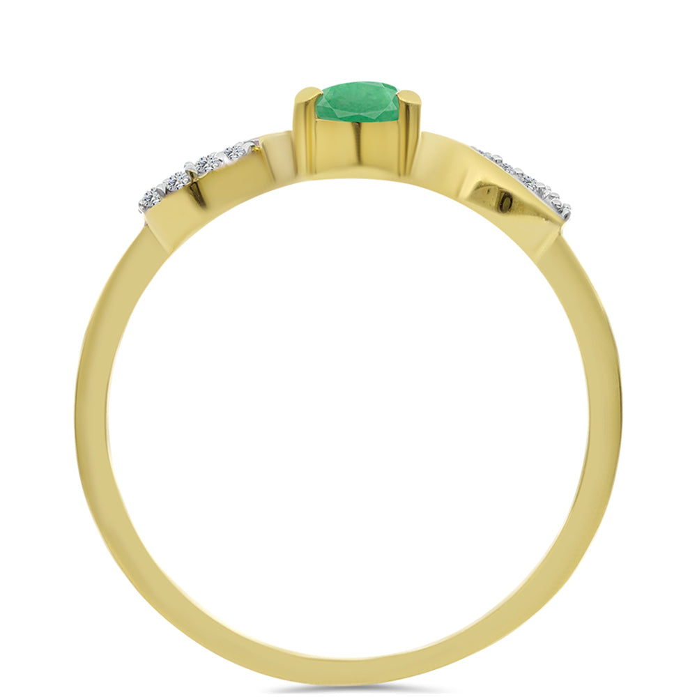 Pozlátený Strieborný Prsteň s Brazílskym Smaragdom a Bielym Zirkónom
