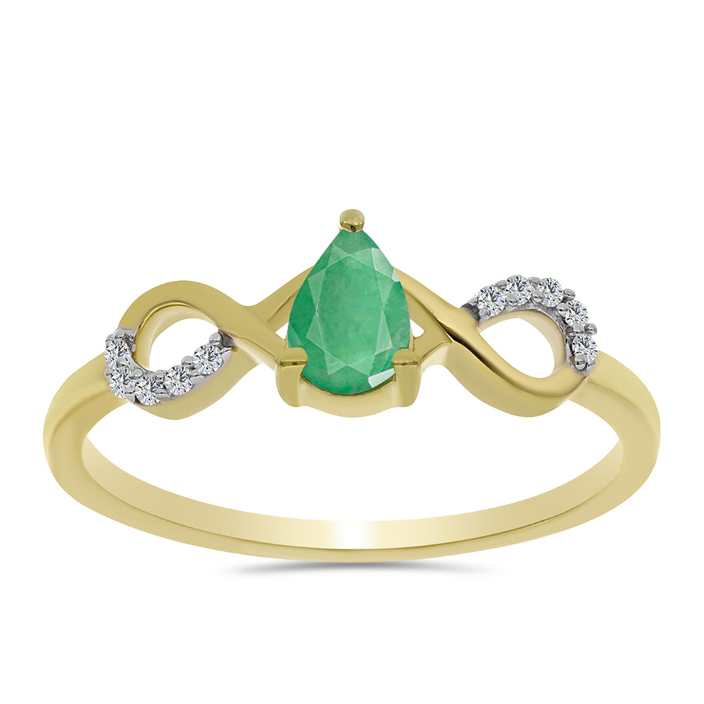 Pozlátený Strieborný Prsteň s Brazílskym Smaragdom a Bielym Zirkónom 3 