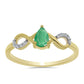 Pozlátený Strieborný Prsteň s Brazílskym Smaragdom a Bielym Zirkónom
