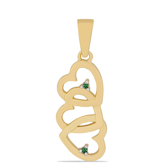 Pozlátený Strieborný Prívesok s so Zeleným Diamantom