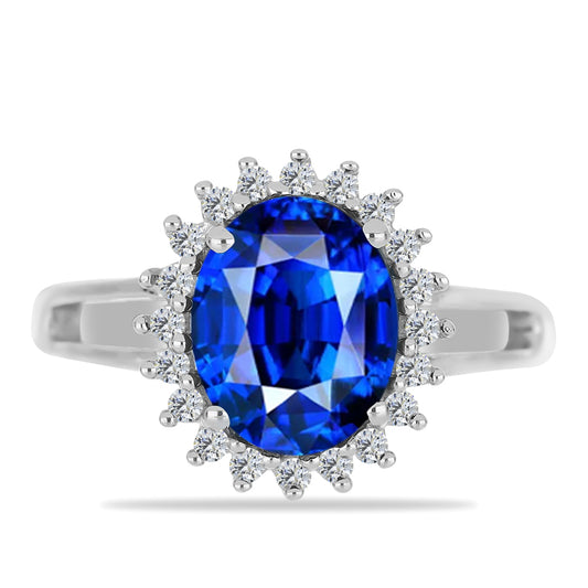 Strieborný Prsteň s Umelým Zafírom a Bielym Zirkónom