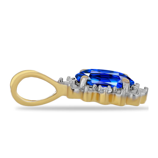 Pozlátený Strieborný Prívesok s Austrálskym Modrým Zafírom a Bielym Zirkónom