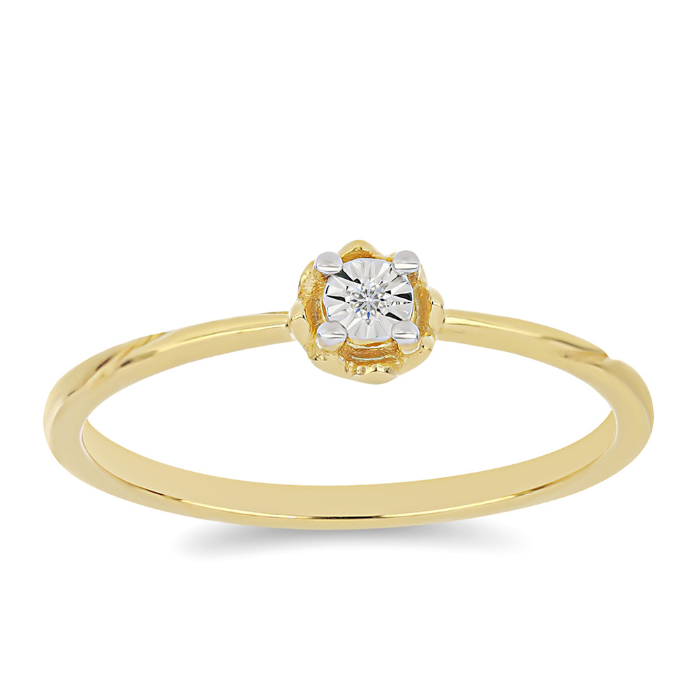 Pozlátený Strieborný Prsteň s Bielym Diamantom 3 