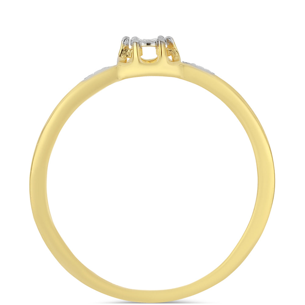 Pozlátený Strieborný Prsteň s Bielym Diamantom 2 