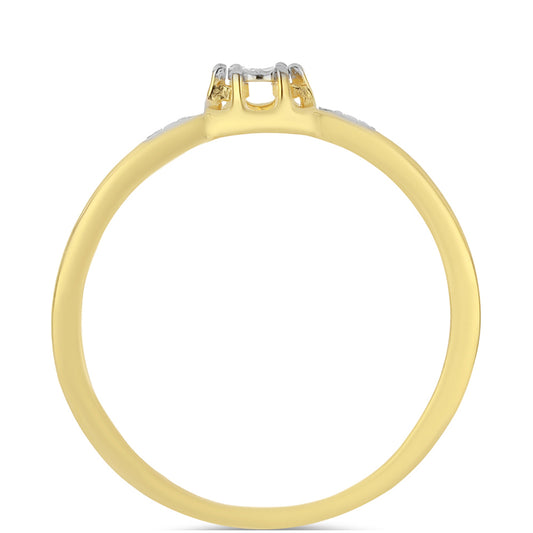 Pozlátený Strieborný Prsteň s Bielym Diamantom