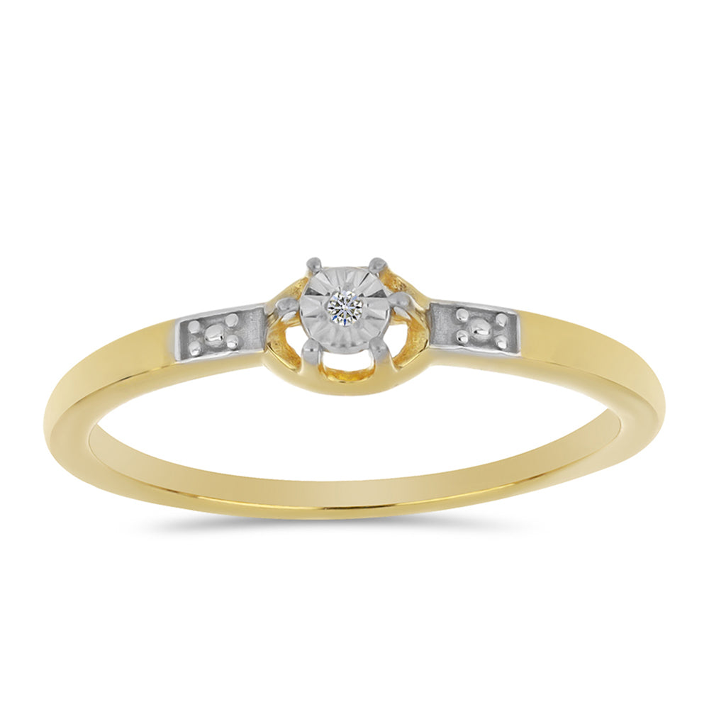 Pozlátený Strieborný Prsteň s Bielym Diamantom