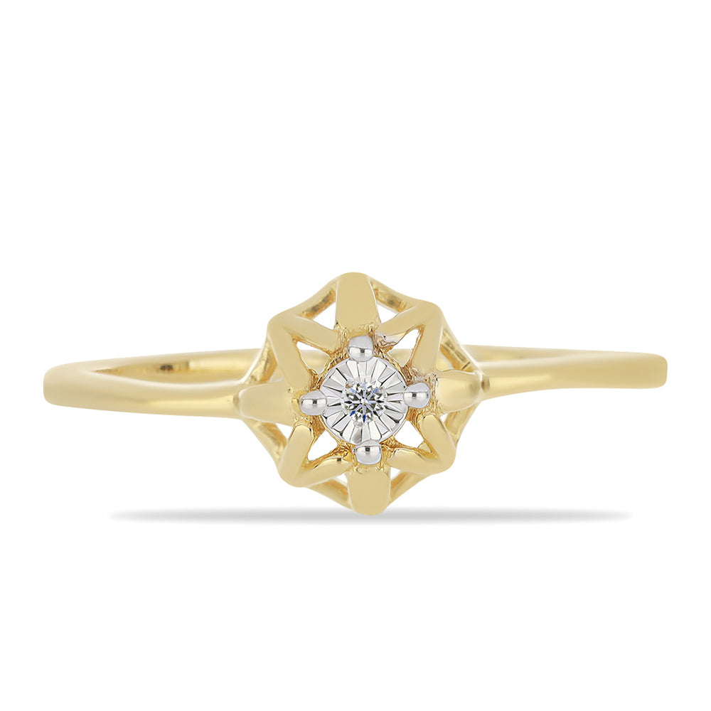 Pozlátený Strieborný Prsteň s Bielym Diamantom 1 