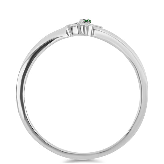 Strieborný Prsteň s so Zeleným Diamantom