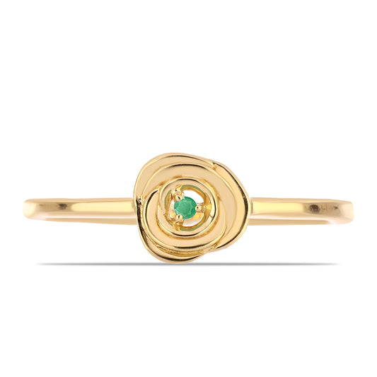 Pozlátený Strieborný Prsteň s Brazílskym Smaragdom