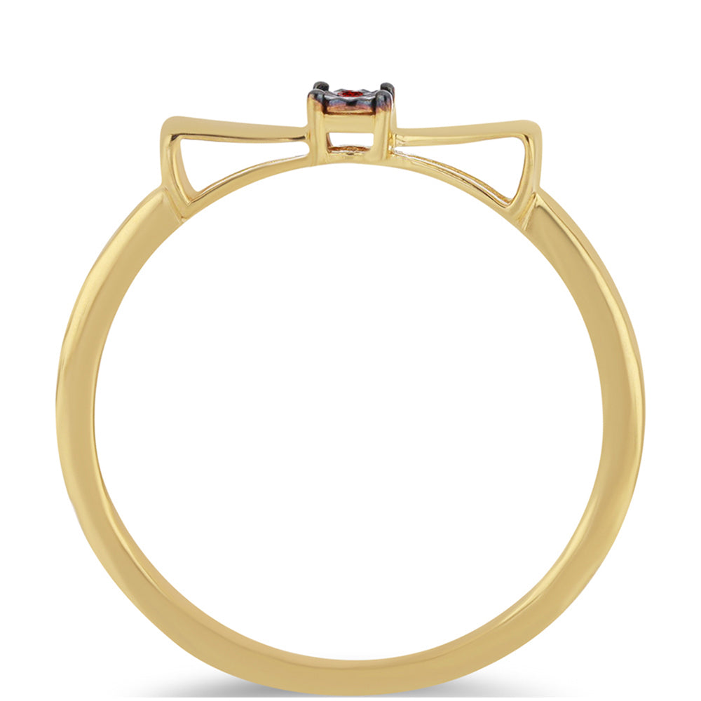 Pozlátený Strieborný Prsteň s Červeným Diamantom