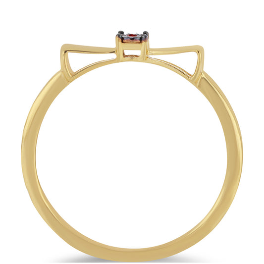 Pozlátený Strieborný Prsteň s Červeným Diamantom