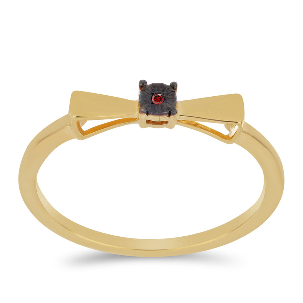 Pozlátený Strieborný Prsteň s Červeným Diamantom 3 