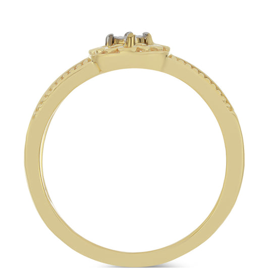 Pozlátený Strieborný Prsteň s Bielym Diamantom