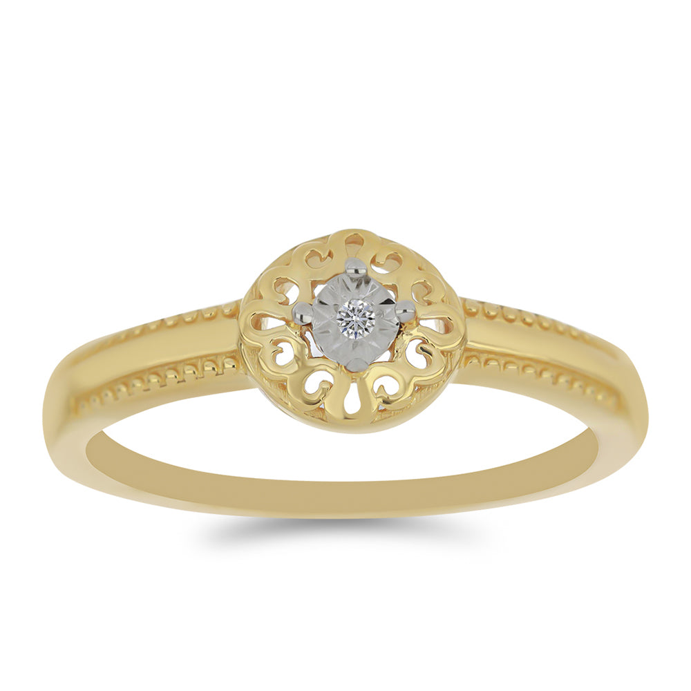 Pozlátený Strieborný Prsteň s Bielym Diamantom