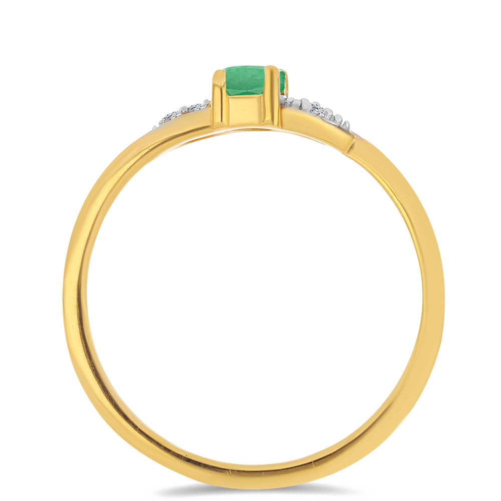 Pozlátený Strieborný Prsteň s Brazílskym Smaragdom a Bielym Zirkónom 2 
