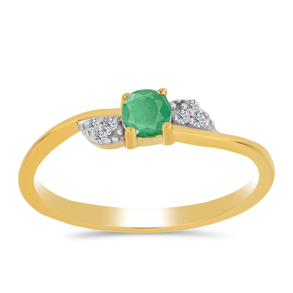 Pozlátený Strieborný Prsteň s Brazílskym Smaragdom a Bielym Zirkónom 3 