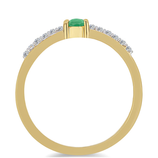 Pozlátený Strieborný Prsteň s Brazílskym Smaragdom a Bielym Zirkónom