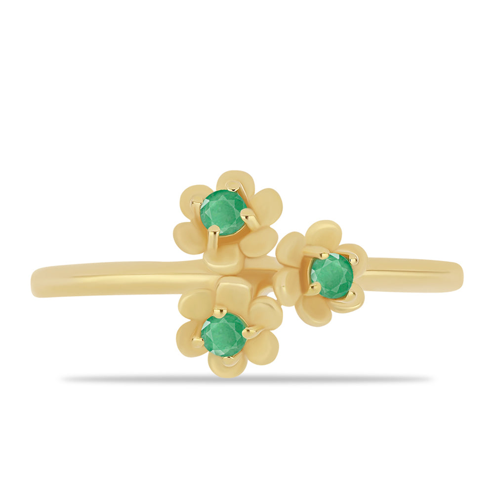 Pozlátený Strieborný Prsteň s Brazílskym Smaragdom